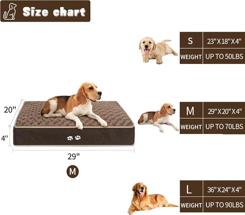 سرير الكلب KROSER، مرتبة سرير سميكة على شكل قفص للحيوانات الأليفة، فائقة النعومة مع بطانة داخلية مقاومة للماء وغطاء قابل للغسل (بارد ودافئ)، بساط نوم للكلاب/القطط in Kuwait