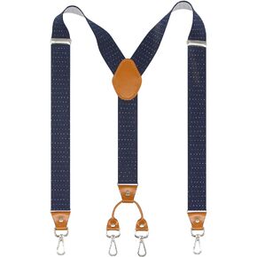 Doloise Men's Suspender Wide Adjustable and Elastic Braces Y Shape with Very Strong Hooks-Heavy Duty