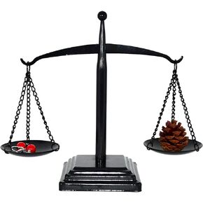Owlgift Vintage Style Small Metal Libra Jewelry Towers, Display Tray Cosmetic Organizer Storage, Lawyer Scale of Justice, Farmhouse Candleholder – Bronze
