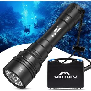 مصباح غوص احترافي من Willcrew DX150 بقوة 15000 لومن، مصباح غوص مقاوم للماء وقابل لإعادة الشحن تحت الماء، 4 أوضاع إضاءة مع شاحن وصندوق أدوات in Kuwait