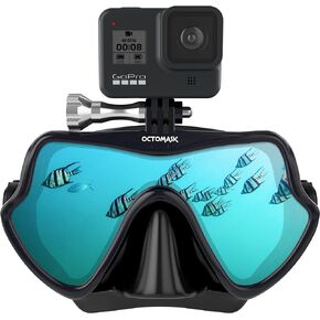 OCTOMASK - Frameless Dive Mask w/Mount for All GoPro Hero Cameras for Scuba Diving, Snorkeling, Freediving