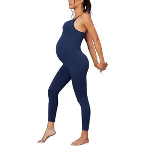 Maternity Jumpsuit Sleeveless Spaghetti Straps Bodysuit for Pregnant Women Fitted Bodycon Maternity Romper