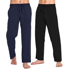 COLORFULLEAF 100% Cotton Men's Pajama Bottoms Lightweight Sleep Lounge pj Pants with Pockets Elastic Waistband Button Fly