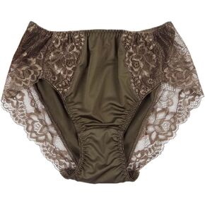 Lasricas Women's Plus Size Briefs Hi Cut Full Brief Panty Lace Trimmed Milk Protein Fiber Underwear