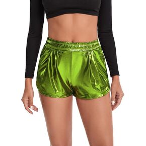 SweatyRocks Women's Metallic Shorts Elastic Waist Shiny Pants in Kuwait
