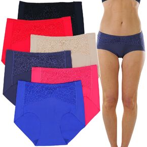 ToBeInStyle Women's 6 Pack High Waisted Seamless Basic Laser Cut Panties
