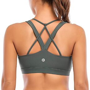 RUNNING GIRL Sports Bra for Women, Sexy Crisscross Back Medium Support Padded Strappy Yoga Bra with Removable Cups…