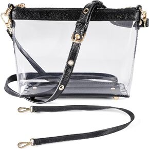 Y&R Direct 3-IN-1 Clear Zipper Crossbody Bag with Vegan Leather Trim Clear Purse for Stadium Festival Concert Gameday Gifts in Kuwait