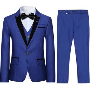 Boyland Boys 3 Pieces Tuxedo Suits Jacquard Shawl Lapel Slim Fit Tux Jacket Vest Pants 4 Colors Prom Party Wedding in Kuwait