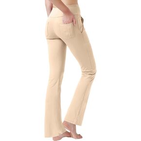 nuveti Women's High Waisted Boot Cut Yoga Pants 4 Pockets Workout Pants Tummy Control Women Bootleg Work Pants Dress Pants