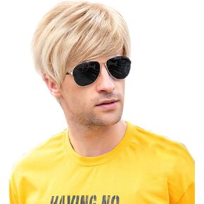 MEDISIFA الأسود الرجال شعر مستعار شعر مستعار قصير للرجال مستقيم الاصطناعية طبقة الشعر للرجل الذكور الرجل اليومية تأثيري حفلة أنيمي زي شعر مستعار رجالي in Kuwait