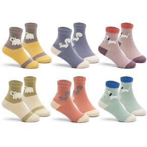 Boys Seamless Toe Socks Kids Cotton Crew Socks Colorful Quarter Socks