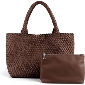 LMKIDS Woven Bag for Women, Vegan Leather Tote Bag Large Summer Beach Travel Handbag and Purse Retro Handmade Shoulder Bag in Kuwait