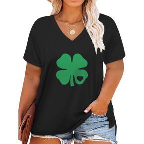 DOLNINE Womens-Plus-Size-Tops-Summer V Neck T Shirts Side Split Tunics Tees