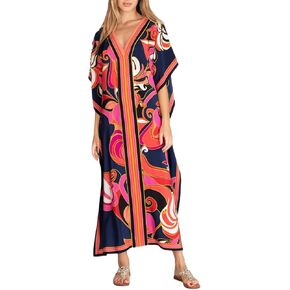 Kaftan Dresses for Women Plus Size Swimsuit Cover Up Caftan Maxi Beach Dresses Ethnic Wear Printed Dress