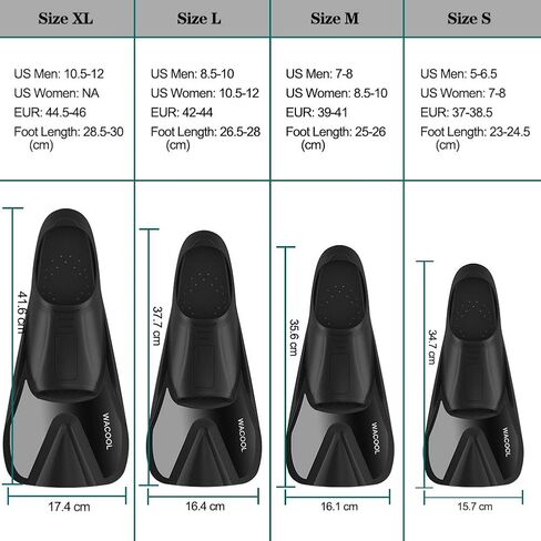 WACOOL Adults Snorkeling Snorkel Scuba Diving Package Set Gear with Travel Full Foot Short Swim Pocket Fins Anti-Fog Coated Glass Silicon Mouth Piece Purge Valve and Anti-Splash in Kuwait