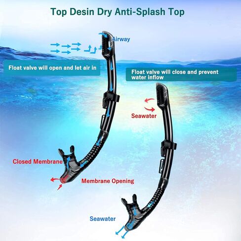 مجموعة كريتي ماسك فين للغوص مع معدات الغطس للبالغين، قناع غوص ذو رؤية بانورامية، زعانف رحلة، أنبوب للغطس العلوي الجاف + حقائب سفر، أنبوب للغطس للسباحة في اللفة in Kuwait