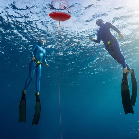 Maitys 2 Pieces Heavy Duty PVC Dive Flag Float Freediving Rope Set Inflatable Signal Floater with Dive Flag Freediving Lanyard Leash for Snorkeling Water Sport Signaling Swimming Boating Fishing in Saudi Arabia