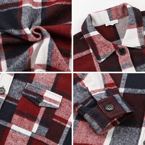 سترة نسائية من قماش الفلانيل منقوشة من TRENDSTITCH بأكمام طويلة قمصان غير رسمية بأزرار للأسفل مع جيوب ملابس خريف 2023 in Kuwait