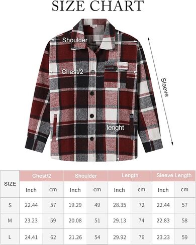 سترة نسائية من قماش الفلانيل منقوشة من TRENDSTITCH بأكمام طويلة قمصان غير رسمية بأزرار للأسفل مع جيوب ملابس خريف 2023 in Kuwait