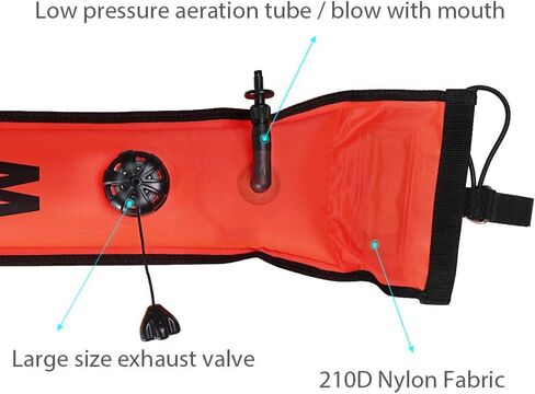 4ft Scuba Diving Open Bottom Surface Marker Buoy (SMB) with 49ft Finger Spool Alloy Dive Reel and Double Ended Bolt Clip Red in Kuwait