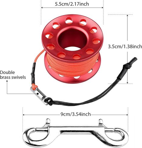 4ft Scuba Diving Open Bottom Surface Marker Buoy (SMB) with 49ft Finger Spool Alloy Dive Reel and Double Ended Bolt Clip Red in Kuwait