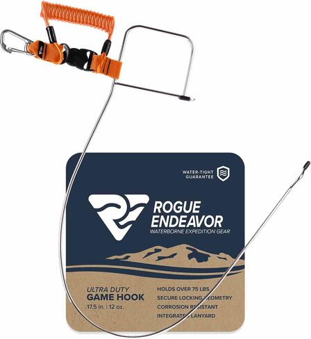 مشبك Rogue Endeavour® Fish Stringer، كبير، هيكل غير قابل للصدأ، حبل قصير من الفولاذ سريع التحرير مقاس 91.44 سم، مصمم لصيد الأسماك بالرمح، وصيد قوارب الكاياك والغوص وجميع أنواع الأسماك in Kuwait