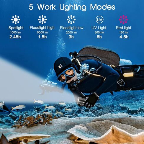 APLOS AP70 Scuba Diving Video Light, 6000 Lumen, 135 Degrees Wide Beam Angle, Underwater Flashlight with Red UV Light in Kuwait