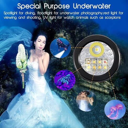 APLOS AP70 Scuba Diving Video Light, 6000 Lumen, 135 Degrees Wide Beam Angle, Underwater Flashlight with Red UV Light in Kuwait