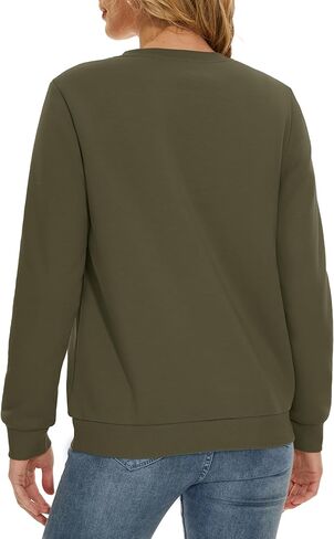 MAGCOMSEN المرأة شيربا اصطف بلوزات الحرارية عادية Crewneck كنزة صوف شتاء دافئ سميكة طويلة الأكمام بلايز in Saudi Arabia
