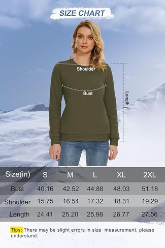 MAGCOMSEN المرأة شيربا اصطف بلوزات الحرارية عادية Crewneck كنزة صوف شتاء دافئ سميكة طويلة الأكمام بلايز in Saudi Arabia
