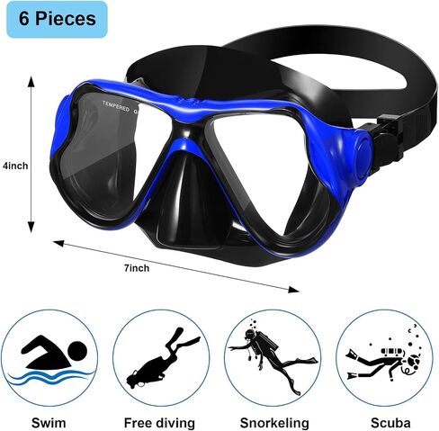 6 Pcs Dive Mask Goggles for Diving Swim Goggles with Nose Cover Swim Mask for Adult Anti Fog Scuba Mask Dive Glasses for Adult Scuba Diving Swim Free Diving 6 Colors in Saudi Arabia