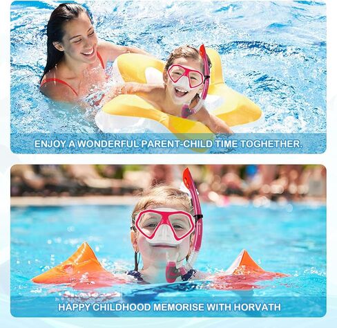 مجموعة SH HORVATH للغطس، قناع غوص للأطفال شبه جاف أعلى 180 رؤية بانورامية واسعة ونافذتين من الزجاج المقسى قناع الغطس للصغار مضاد للتسرب وسهل التنفس لعمر 5-14 عامًا للشباب والأولاد والبنات in Kuwait