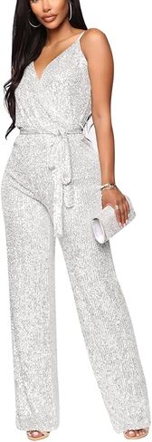 BFFBABY Womens Sexy Sequin Rhinestone Romper Long Sleeves Mesh See Through Jumpsuit Clubwear Bodysuit in Kuwait