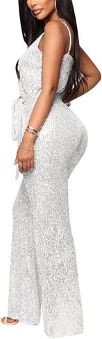BFFBABY Womens Sexy Sequin Rhinestone Romper Long Sleeves Mesh See Through Jumpsuit Clubwear Bodysuit in Kuwait