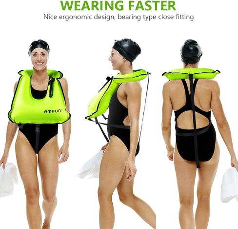 Snorkel Vest, Inflatable Swimming Vest for Adults, Adjustable Snorkeling Vest Swimming Jacket for Outdoor Kayaking Buoyancy Diving Surfing Water Sports Safety (Green) in Saudi Arabia