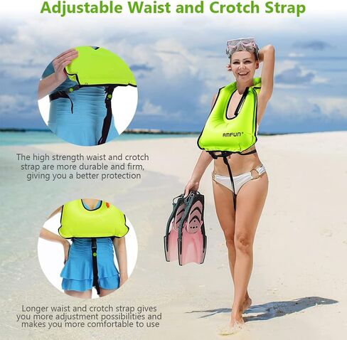Snorkel Vest, Inflatable Swimming Vest for Adults, Adjustable Snorkeling Vest Swimming Jacket for Outdoor Kayaking Buoyancy Diving Surfing Water Sports Safety (Green) in Saudi Arabia
