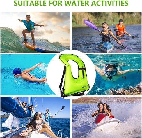 Snorkel Vest, Inflatable Swimming Vest for Adults, Adjustable Snorkeling Vest Swimming Jacket for Outdoor Kayaking Buoyancy Diving Surfing Water Sports Safety (Green) in Saudi Arabia