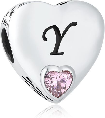 925 Sterling Silver Letter Charms A~Z Alphabet Charm Heart Shaped Letter Beads fit Pandora Bracelets fit Wife Daughter Mom Christmas Birthday Gift in Kuwait