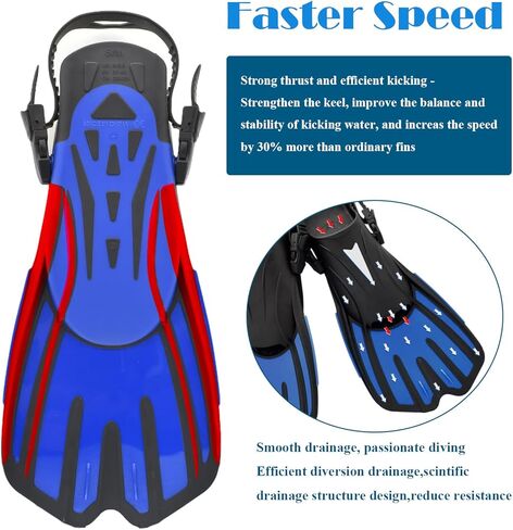 زعانف غص زعانف سباحة حجم السفر قصيرة قابلة للتعديل للغوص والغطس للبالغين الرجال والنساء والأطفال زعانف سباحة بكعب مفتوح in Kuwait
