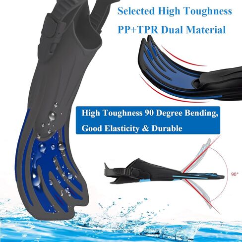 زعانف غص زعانف سباحة حجم السفر قصيرة قابلة للتعديل للغوص والغطس للبالغين الرجال والنساء والأطفال زعانف سباحة بكعب مفتوح in Kuwait