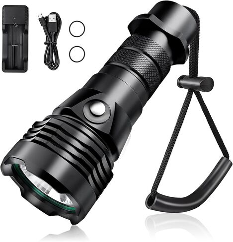 مصباح يدوي للغوص، 1000 لومن IPX8 مقاوم للماء، مصباح غوص LED محمول مع حزام معصم، مقبس شحن قابل لإعادة الشحن، وخط للكهف تحت الماء في أعماق البحار، الطوارئ، سلامة المشي لمسافات طويلة in Kuwait