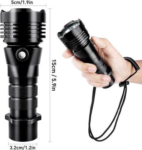 مصباح يدوي للغوص، 1000 لومن IPX8 مقاوم للماء، مصباح غوص LED محمول مع حزام معصم، مقبس شحن قابل لإعادة الشحن، وخط للكهف تحت الماء في أعماق البحار، الطوارئ، سلامة المشي لمسافات طويلة in Kuwait