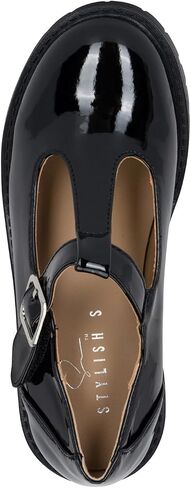 STYLISH S Belle-K ~ Little Kids Girls T-Strap Hook and Loop Low Heel Platform Mary Jane Dress Shoes in Kuwait