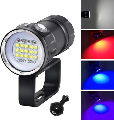 مصباح يدوي للغوص 18000 لومن IPX8 مقاوم للماء بدرجة IPX8 لمدربي الغوص والغواصين والغوص تحت الماء حتى عمق 100 متر in Kuwait