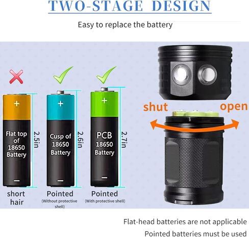مصباح يدوي للغوص 18000 لومن IPX8 مقاوم للماء بدرجة IPX8 لمدربي الغوص والغواصين والغوص تحت الماء حتى عمق 100 متر in Kuwait