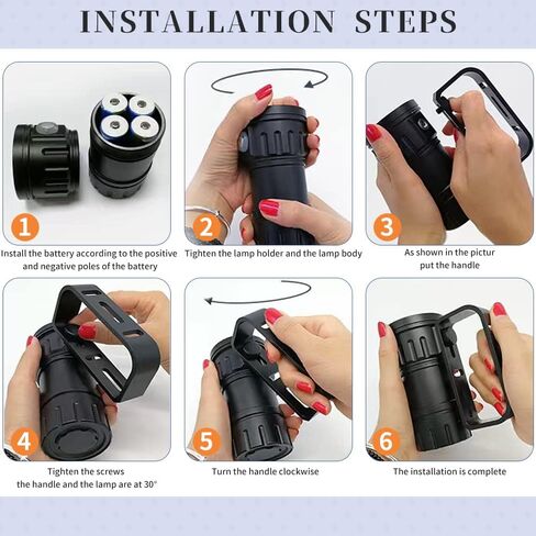 مصباح يدوي للغوص 18000 لومن IPX8 مقاوم للماء بدرجة IPX8 لمدربي الغوص والغواصين والغوص تحت الماء حتى عمق 100 متر in Kuwait