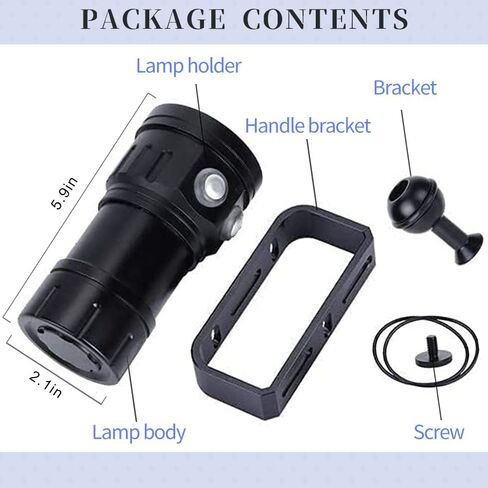 مصباح يدوي للغوص 18000 لومن IPX8 مقاوم للماء بدرجة IPX8 لمدربي الغوص والغواصين والغوص تحت الماء حتى عمق 100 متر in Kuwait