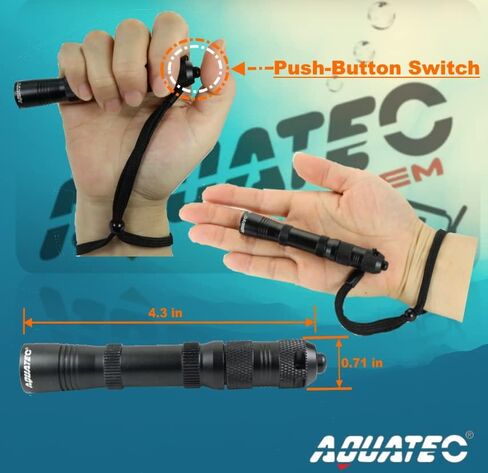 Scuba Diving Light Headlamp Underwater 150M Backup, Dive Flashlight 200 Lumens with Push-Button Switch, Stainless Steel Mask Strap Clip, Lanyard, Made in Taiwan in Kuwait