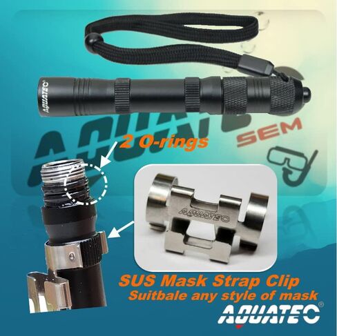 Scuba Diving Light Headlamp Underwater 150M Backup, Dive Flashlight 200 Lumens with Push-Button Switch, Stainless Steel Mask Strap Clip, Lanyard, Made in Taiwan in Kuwait